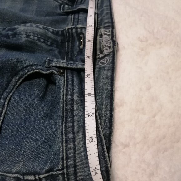 Moto-style jeans, size 7/8, distressed wash - Picture 6 of 10